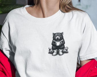 Cozy Tasmanian Devil Tee | Unisex Softstyle T-Shirt for Coffee Lovers, Cute Animal Graphic Top, Gifts for Animal Lovers, Aussie Icon