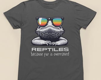 Camiseta unisex de estilo suave para amantes de los reptiles, el pelaje está sobrevalorado, camiseta para cuidadores de reptiles, regalo para reptiles como mascota, camiseta con lagarto, serpiente, gecko y dragón barbudo