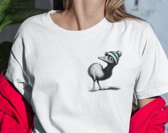 Grillig emoe T-shirt, leuk cadeau voor natuurliefhebbers, casual vogelkleding, Australische dierenillustratie T-shirt, cadeau voor vogelliefhebber