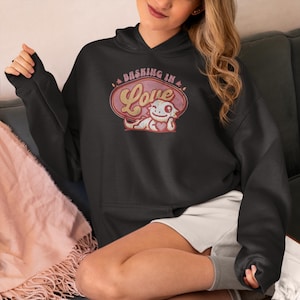 Basking in Love Bearded Dragon Unisex Hooded Sweatshirt | Valentine&#39;s Day Gift | Gift for Her | Pet Reptile Gift