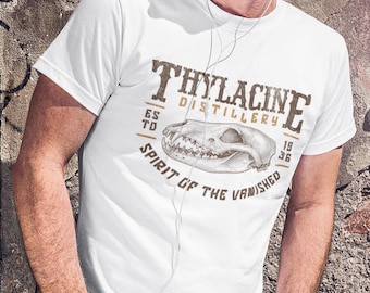 Vintage Thylacine Distillery Unisex Softstyle T-Shirt, Graphic Tee, Casual Wear, Gift for Alcohol Lovers, Unique Animal Apparel
