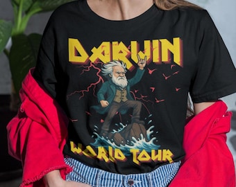 Darwin World Tour T-Shirt, Vintage Graphic Tee, Music Lover Gift, Casual Science Biologist Tee, Concert T-Shirt, Festival Evolution Style