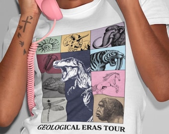 T-shirt visite des époques géologiques, chemise animaux préhistoriques, t-shirt chronologie de l'évolution, chemise dinosaure, chemise professeur de sciences, cadeau paléontologie