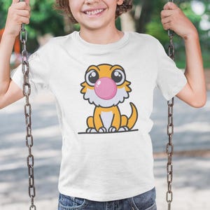 Kids Adorable Cartoon Bearded Dragon Tee, Fun T-Shirt for Reptile Keeper Boys and Girls, Perfect Gift for Beardie Lovers, Animal Lover Shirt