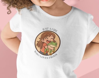 Kinder Frosch T-Shirt | Nur ein Mädchen das Frösche liebt | Niedliches Frosch-Liebhaber-Shirt für Kinder | Kawaii Tier T-Shirt | Natur Girl Top