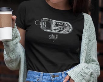 Salty AF Sardines Unisex Softstyle T-Shirt | Anchovy Fish Shirt | Trendy Ocean Gift Tee | Adult humor