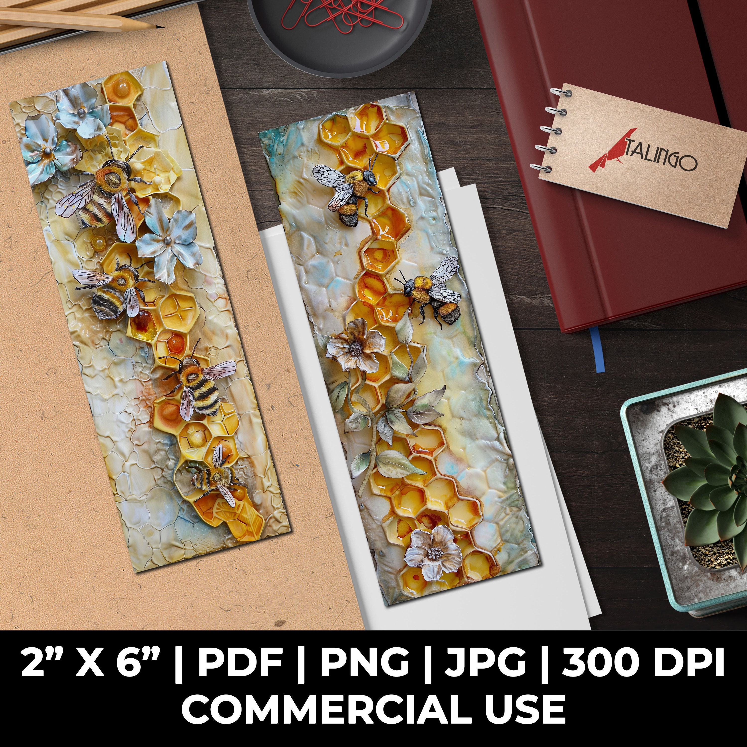Bees Bookmarks Hive Bookmark Sublimation Whimsical Ephemera Printable ...