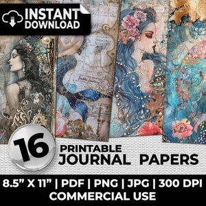 Unterwasserwelt Traumlandschaft Journal Papiere Druckbare Seiten Ephemera Scrapbooking Collage Kartenherstellung Kunst Liefert Sublimation Meerjungfrauen Meer Decoupage