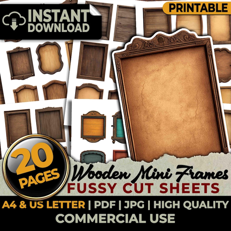 Antique Wooden Frames Fussy Cut Sheets Ephemera Printable Junk Journal ...