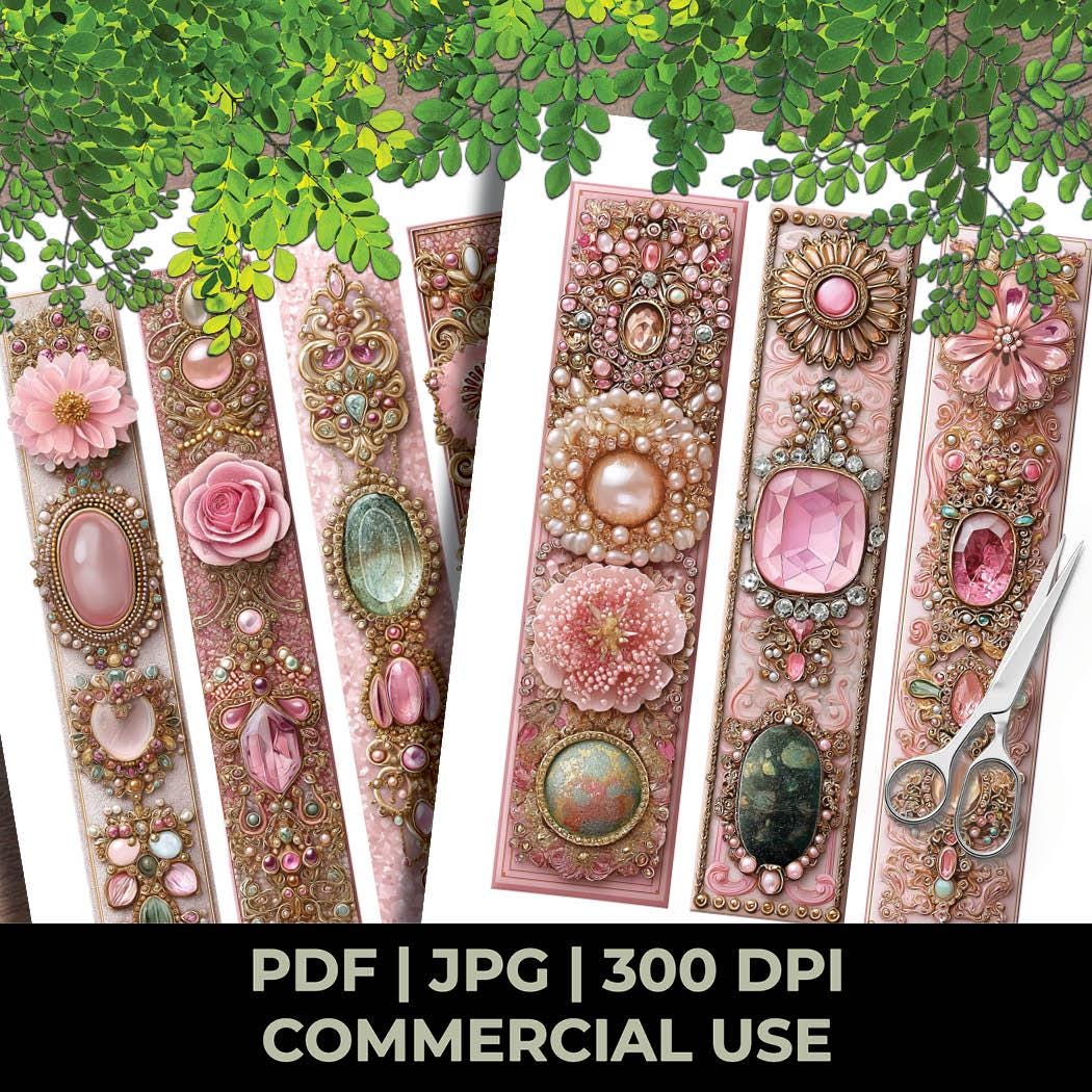 Blush Pink Vintage Jeweled Labels Tags Gilded Jewel Fussy Cuts Ephemera ...