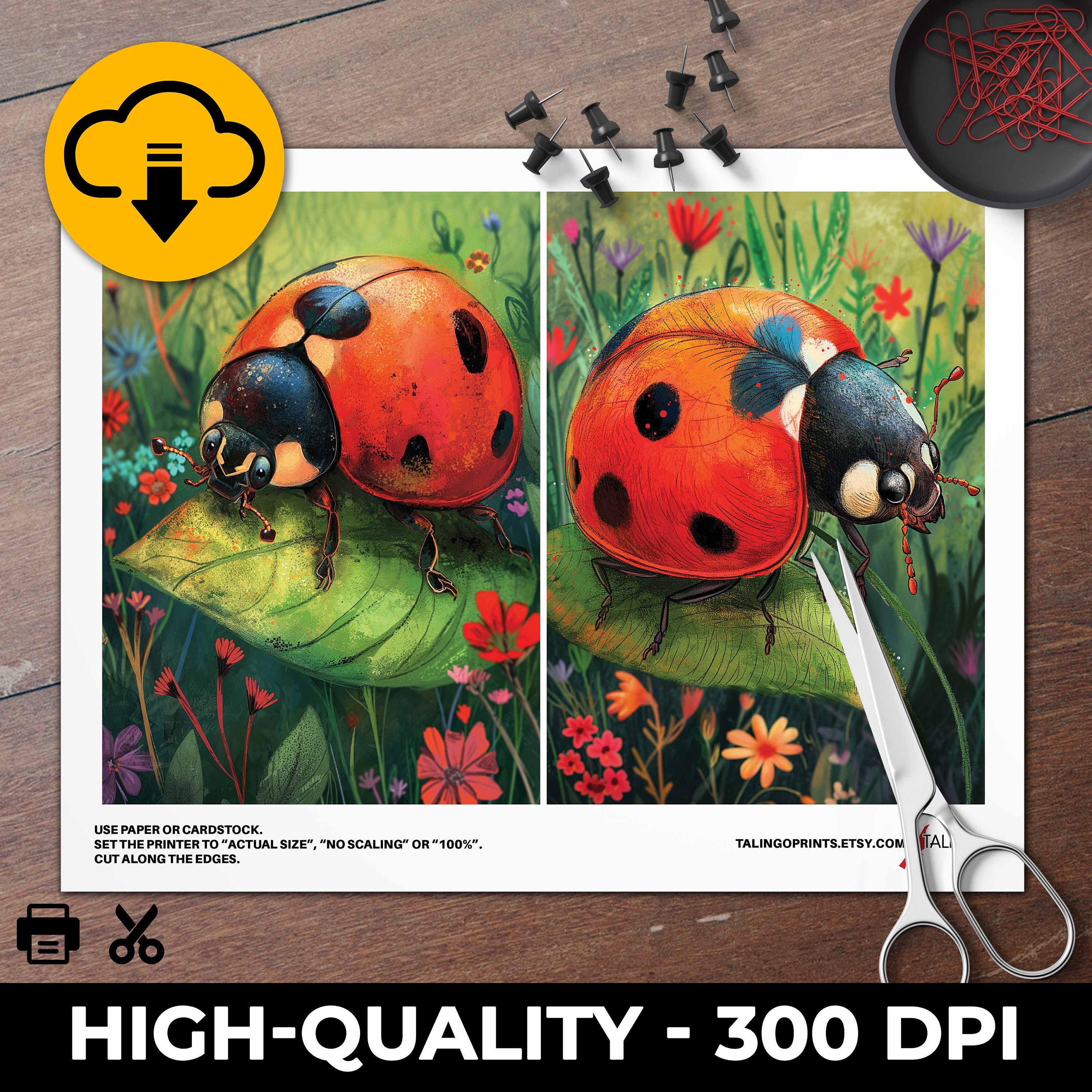 Cute Ladybug ATC Cards Junk Journal Kit Ephemera Printable Digital ...