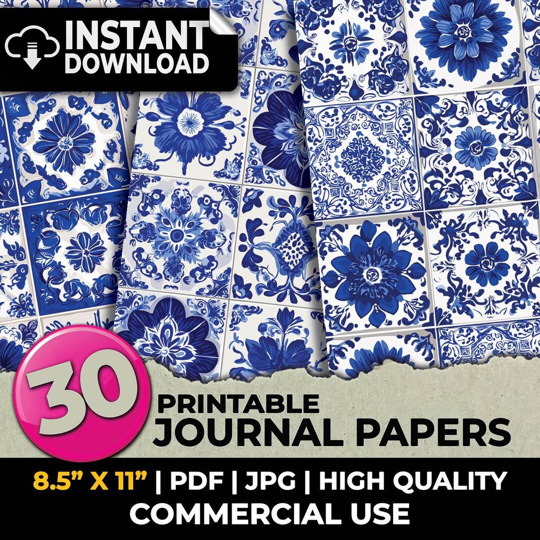 Portuguese Azulejo Mediterranean Tile Blue Ceramic Journal Papers ...