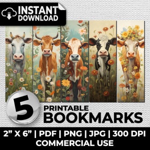 Marcadores de vacas, vacas, sublimación, caprichoso, marcadores, conjunto de marcadores imprimibles efímeras, etiquetas románticas, páginas de diario, descarga digital