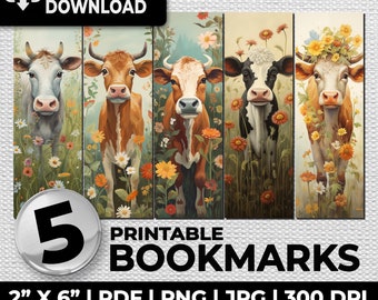 Marcadores de vacas, vacas, sublimação, caprichosos, marcadores, conjunto de marcadores efêmeros para impressão, etiquetas românticas, páginas de diário, download digital