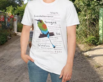 Polyglot Torogoz/ Guardabarranco / Tolobojo Ceja-Turquesa / Pájaro Toh - Original Artwork - Unisex Softstyle T-Shirt