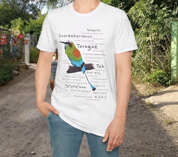 Polyglot Torogoz/ Guardabarranco / Tolobojo Ceja-Turquesa / Pájaro Toh - Original Artwork - Unisex Softstyle T-Shirt