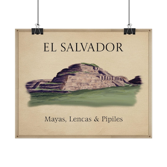 Tazumal El Salvador Textured Watercolor Matte Poster