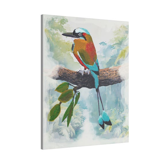 Torogoz/ Guardabarranco / Tolobojo Ceja-Turquesa / Pájaro Toh - Original Artwork - Matte Canvas