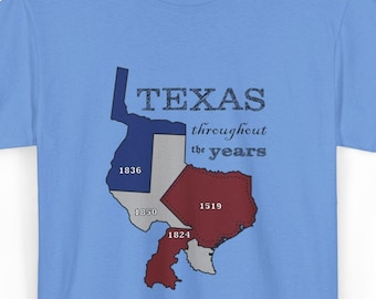 Texas Historical Borders Graphic T-shirt, Vintage Texas Tee, Unisex Cotton Top, Texas History Shirt, Traveler Gift