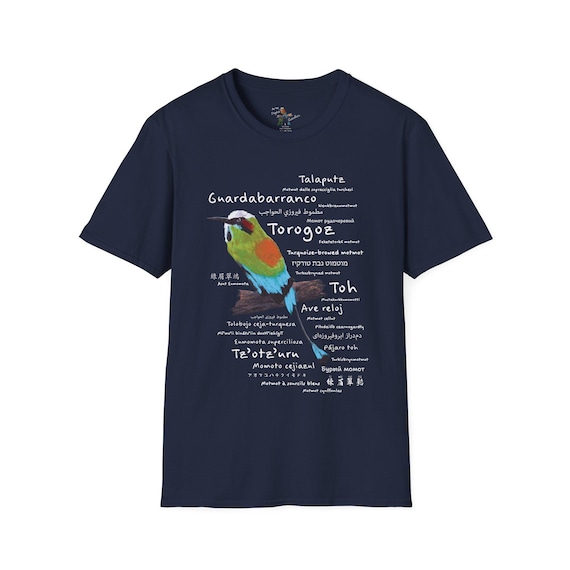 Polyglot Torogoz/ Guardabarranco / Tolobojo Ceja-Turquesa / Pájaro Toh - Original Artwork - Unisex Softstyle T-Shirt