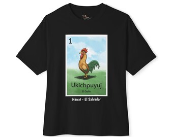 El Gallo Rooster Ukichpuyuj Lotería Card Tee | Nawat El Salvador