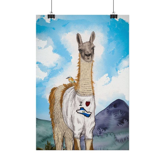 Guanaco loves El Salvador - Drawing Poster