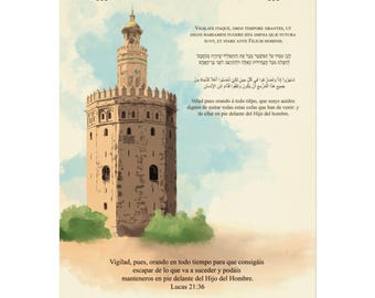 Tower of Gold, Seville, Spain Poster | Bible Verse Luke 21:36