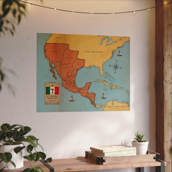 The Empire of Mexico 1822 Map Poster - PNG Download