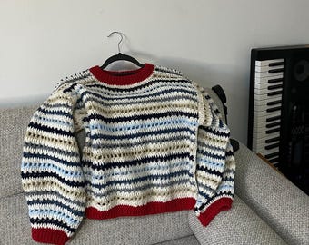 Handmade Crochet Striped Sweater - Unique Knit Jumper