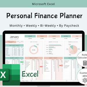 Excel Personal Finance Budget Planner Spreadsheet tracker (Digital Download)