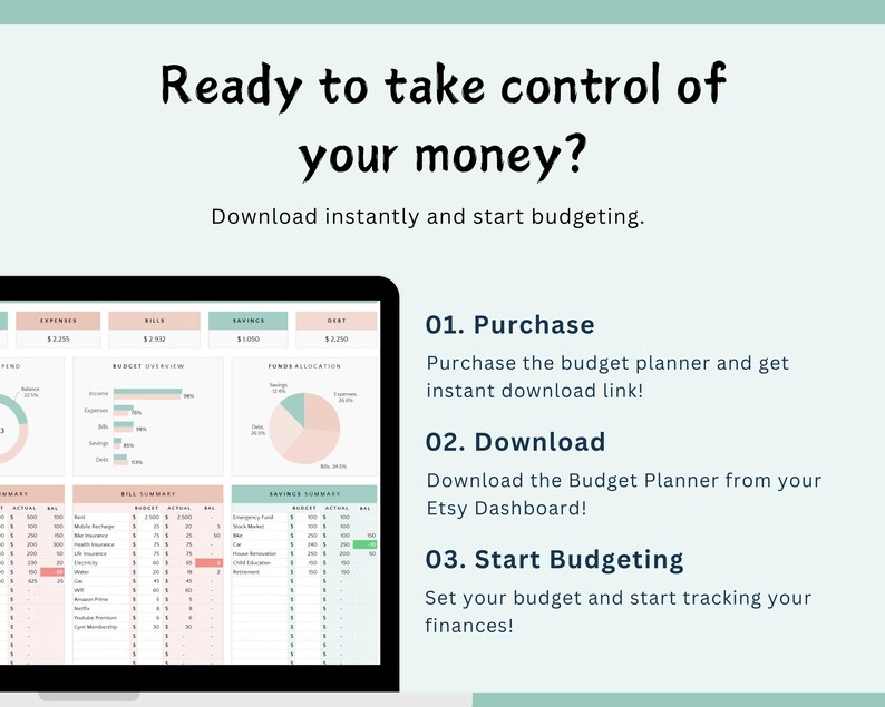 Excel Bi-Weekly Budget Planner Spreadsheet tracker (Digital Download) immagine 12
