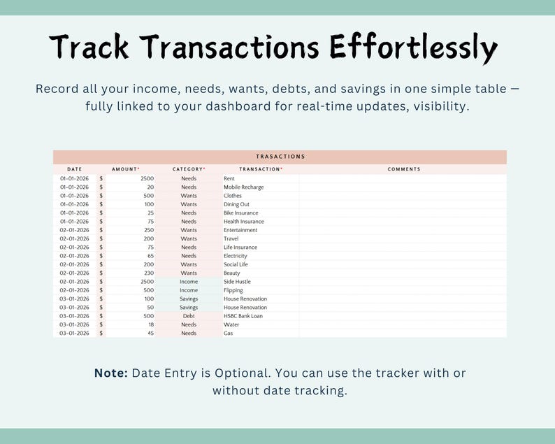 60/25/15 Budget Planner Excel Spreadsheet (Digital Download) imagen 5
