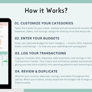 Excel Bi-Weekly Budget Planner Spreadsheet tracker (Digital Download) immagine 9