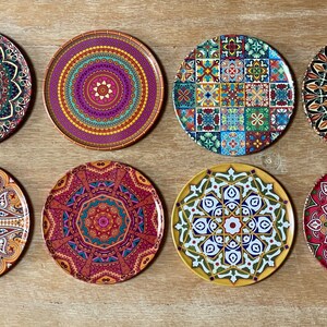 Coasters Set of 8 Drink Coasters Red Pattern Art Coasters Tea Coffee ...