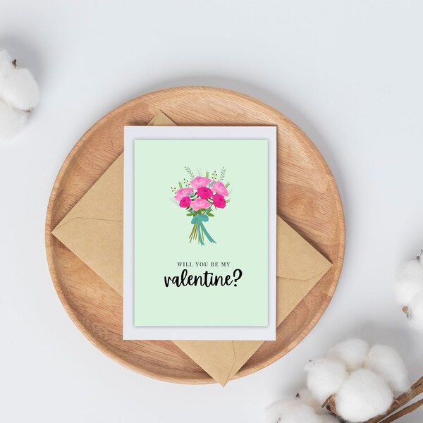 Happy Valentine Day Card | Sweet and Simple | Will you be my Valentine Card | Boyfriend, Girlfriend | Digital Download Printable | Love Card