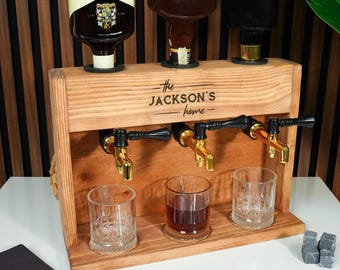 Engraved Custom Liquor Dispenser, Housewarming Gift, Newlywed Gift, Whiskey Decanter, Personalized Bourbon Glasses, Couples Whiskey Gifts
