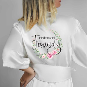 Personalized Bridesmaid Robes, Custom Satin Maid of Honor Robe, Wedding Shower Gifts, Maid of Honor Gifts, Bridesmaid Pajamas, Gift for Her