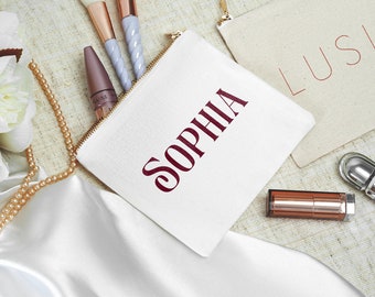 Custom Bridesmaid Proposal Makeup Bag, Personalized Cotton Bridal Gift