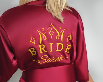 Personalized Bride Robe, Custom Satin Robes, Getting Ready Robe for Bride, Wedding Shower Gift, Bride Essentials, Custom Bridal Party Robes