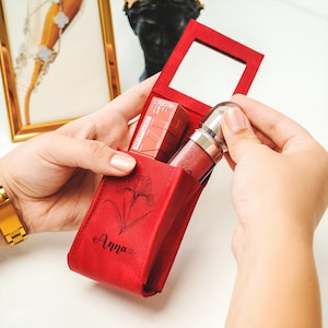 Espejos de cuero personalizados, espejo de maquillaje con flores de nacimiento personalizado, regalos de cumpleaños, despedida de soltera, propuesta de dama de honor, regalos para el equipo de la novia