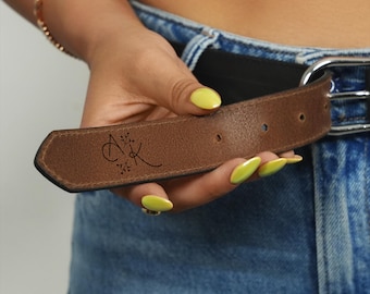 Personalize Leather Dress Belt for Woman, Custom Gift for Her, Monogrammed Women Belt, Gift for Wife, Girlfriend Gift, Engraved Leather Belt