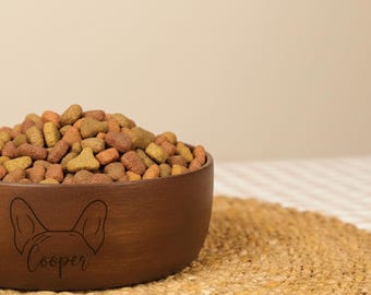Comedero personalizado para mascotas: Comedero de madera hecho a mano para perros y gatos, regalo para mamá perruna.