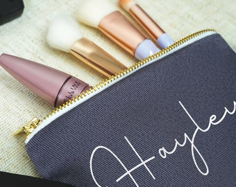 Custom Monogram Makeup Bag, Personalized Bridesmaid Gift, 100% Cotton