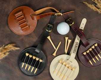 Custom Engraved Leather Golf Bag Tag for Dad: Personalized Gift for Father's Day