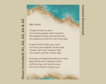 Funeral Poem For Best Friend Printable Tribute Memorial Display In Loving Memory Healing Words Of Comfort Instant Download Grief Quote