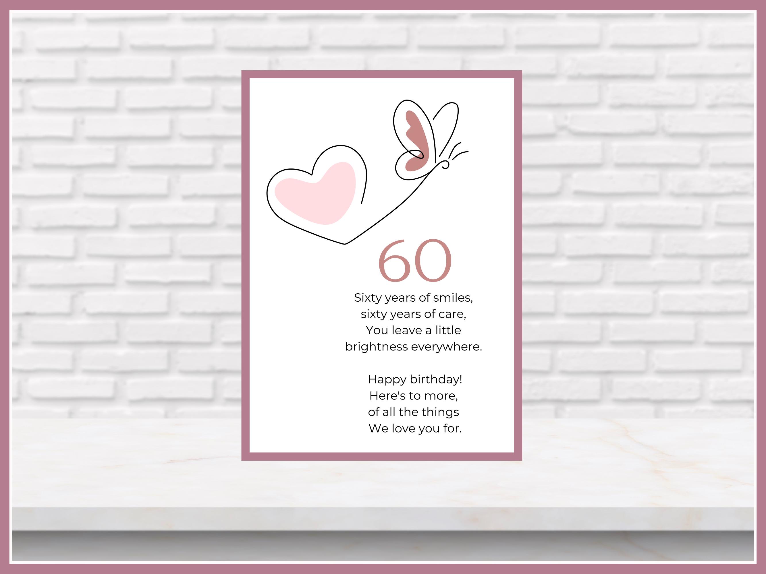 60th Birthday Poem for Her Printable Milestone Keepsake Instant ...