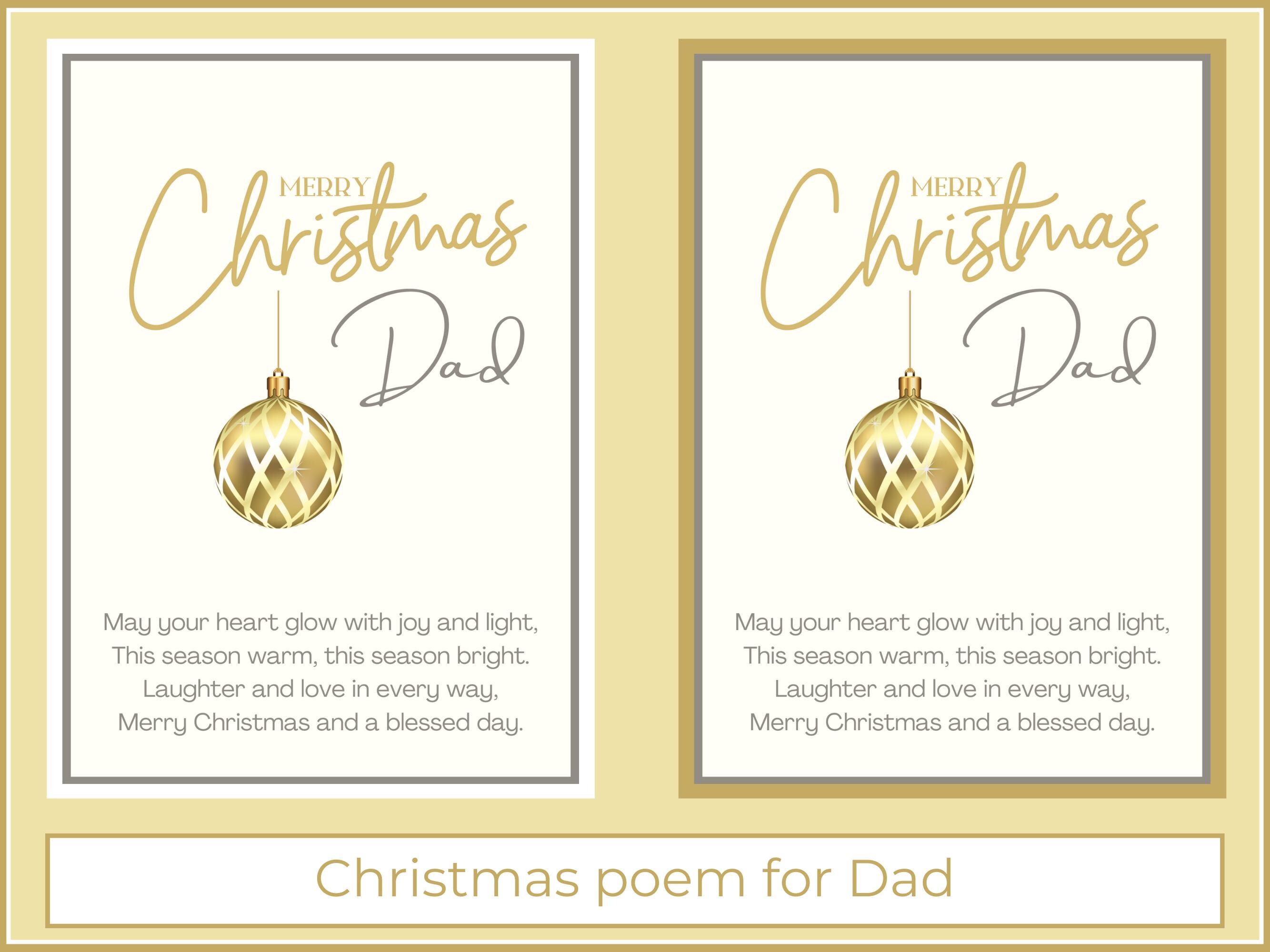 Christmas Poem Merry Christmas Dad Poem Print Christmas Poem for Dad ...