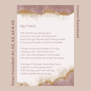 Funeral Poem For Best Friend Printable Tribute Memorial Display Healing Words Of Comfort Grief Quote Instant Download Remembrance Verse