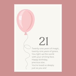 21st Birthday Poem Printable Heartfelt Keepsake Gift Instant Download