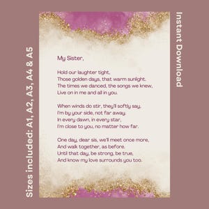 Poema de sanación por la pérdida de un hermano o hermana, tributo imprimible, muestra conmemorativa para un hermano, citas de duelo, descarga instantánea, carta del cielo